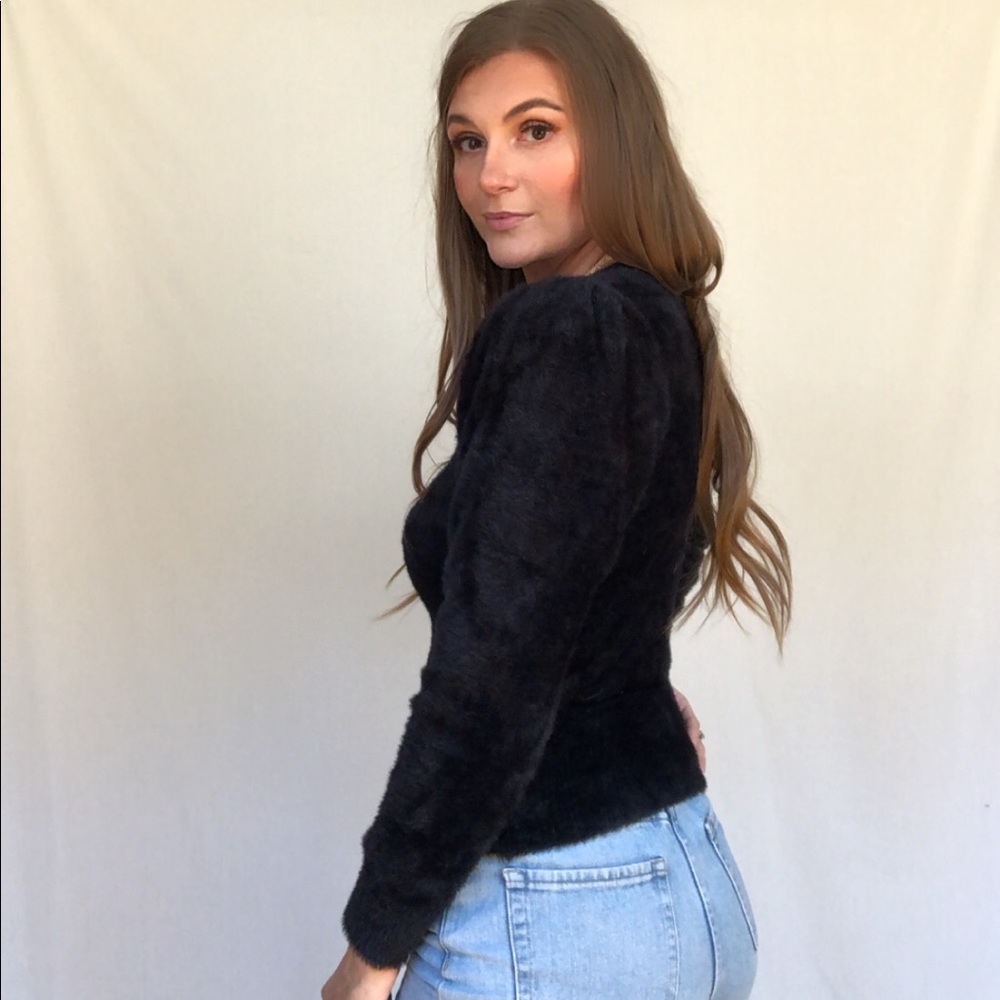NWOT ASTR Stretchy black fuzzy sweater - Picture 10 of 12